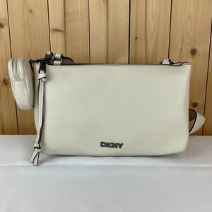 DKNY Ellis Tri Comp Crossbody Purse - Ivory, about 7x11x2 inches